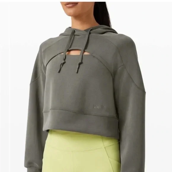 Lululemon Gray Green Cropped Hoodie - Picture 2 of 5